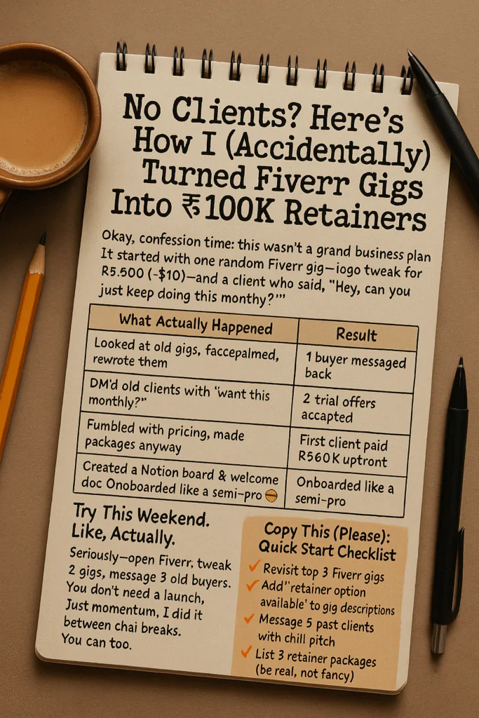 Turn Fiverr Gigs into Recurring Retainers –No Clients Needed 2 clients, turned fiverr gigs